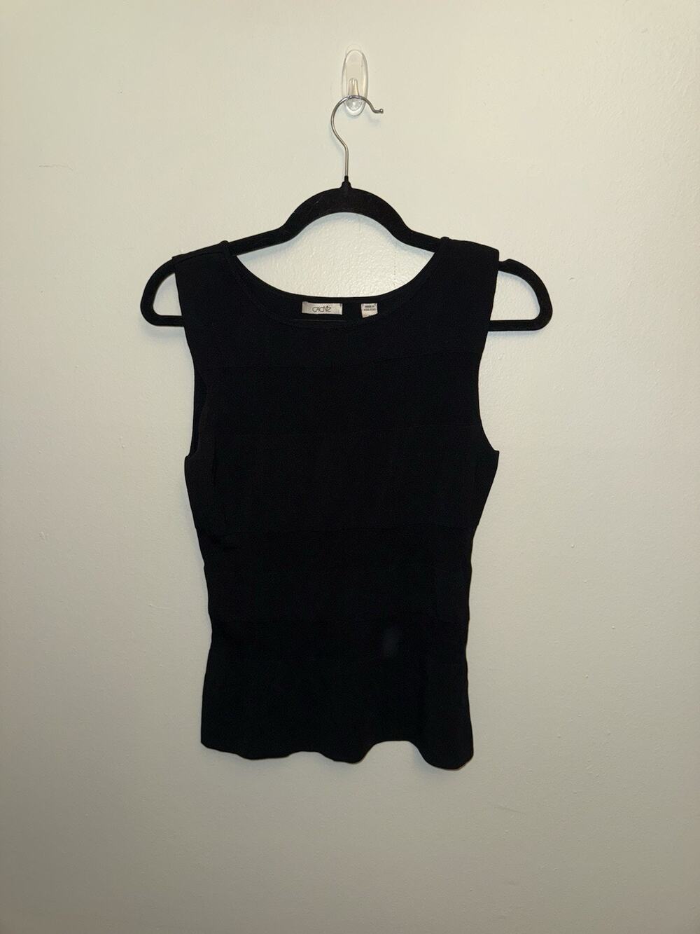 Vintage Romantic Y2K Cache Ribbed Black Goth Tank Sz MD💚🎀